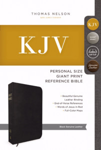 0718098374 | KJV Personal Size Giant Print Reference Bible Black Genuine Leather