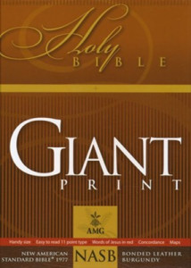 0899579450 | NASB Giant Print Handy Size Bible Burgundy Bonded Leather