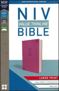 0310448565 | NIV Value Thinline Bible Large Print Comfort Print Pink Leathersoft