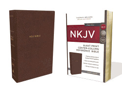 0785217754 | NKJV Giant Print Center Column Reference Bible Mahogany Leathersofter