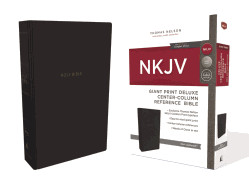 0785217819 | NKJV Giant Print Deluxe Center-Column Reference Bible Black Leathersoft