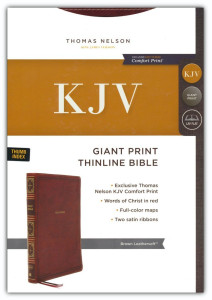 0785231668 | KJV Giant-Print Thinline Bible, Comfort Print--soft leather-look, brown (indexed, red letter)