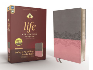 NIV Life Application Study Bible Gray/Pink Leathersoft