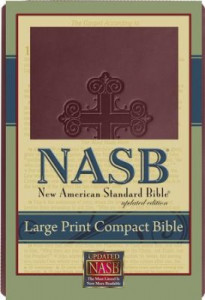 1581351569 | NASB Large Print Compact Bible Burgundy Cross Leathertex