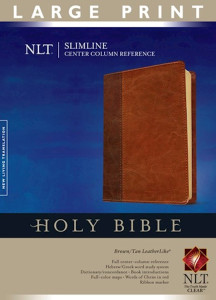1414338511 | NLT Slimline Center Column Reference Large Print Bible Brown Tan TuTone Indexed