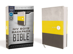 0310455006 | NIV Boys' Backpack Bible Comfort Print Yellow/Charcoal Leathersoft