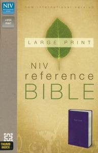 0310434955 | NIV Large print Reference Bible Navy LeatherLook Thumb Indexed