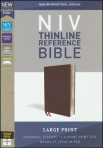 031044957X | NIV Thinline Reference Bible Large Print Comfort Print Burgundy Bonded Leather Indexed