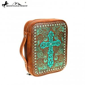 159136 | Bible Cover Embroidered Swirl Cross Brown