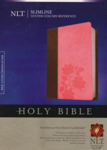1414368348 | NLT Slimline Center Column Reference Bible Brown/Pink Flower TuTone
