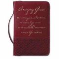 0310520037 | Bible Cover Amazing Grace Large Italian Duo-Tone Rich Red Cover